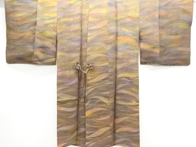 JAPANESE KIMONO / DOCHUGI COAT / WOVEN WAVY STRIPE 